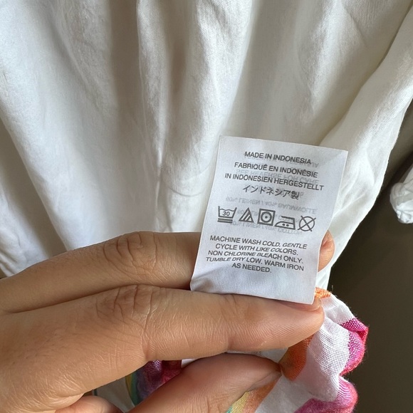 J Crew Linen Midi Dress White Rainbow Stripe | Large - Picture 9 of 10